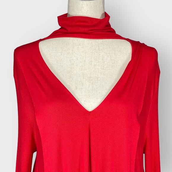 Free People Tunic Top Women S Asymmetric Hem Long Sleeves Rayon Stretch L15 - Picture 3 of 15